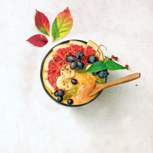 grapefruit, blackberry banana smoothie